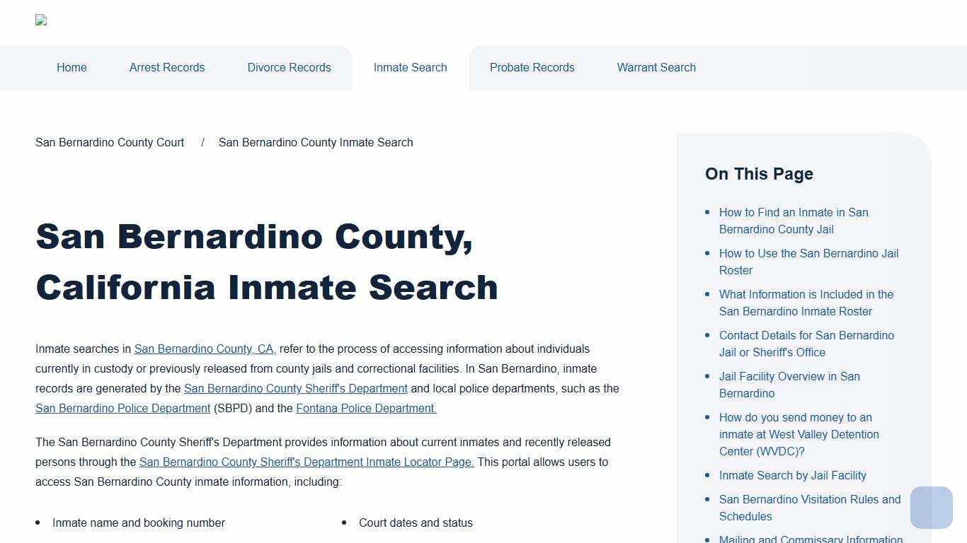 San Bernardino County Inmate Search | San Bernardino County Court